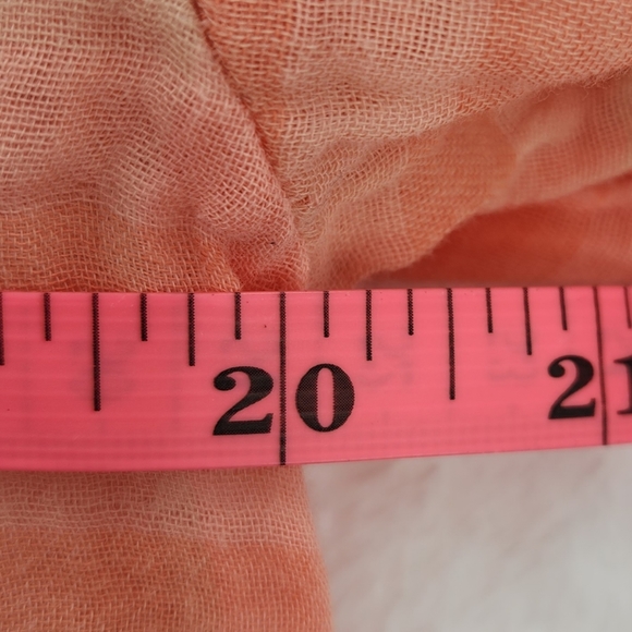 Chelsea & Theodore Peachy Pink Plaid Gauze Like Short Sleeve Womens Size XSmall - Picture 11 of 12